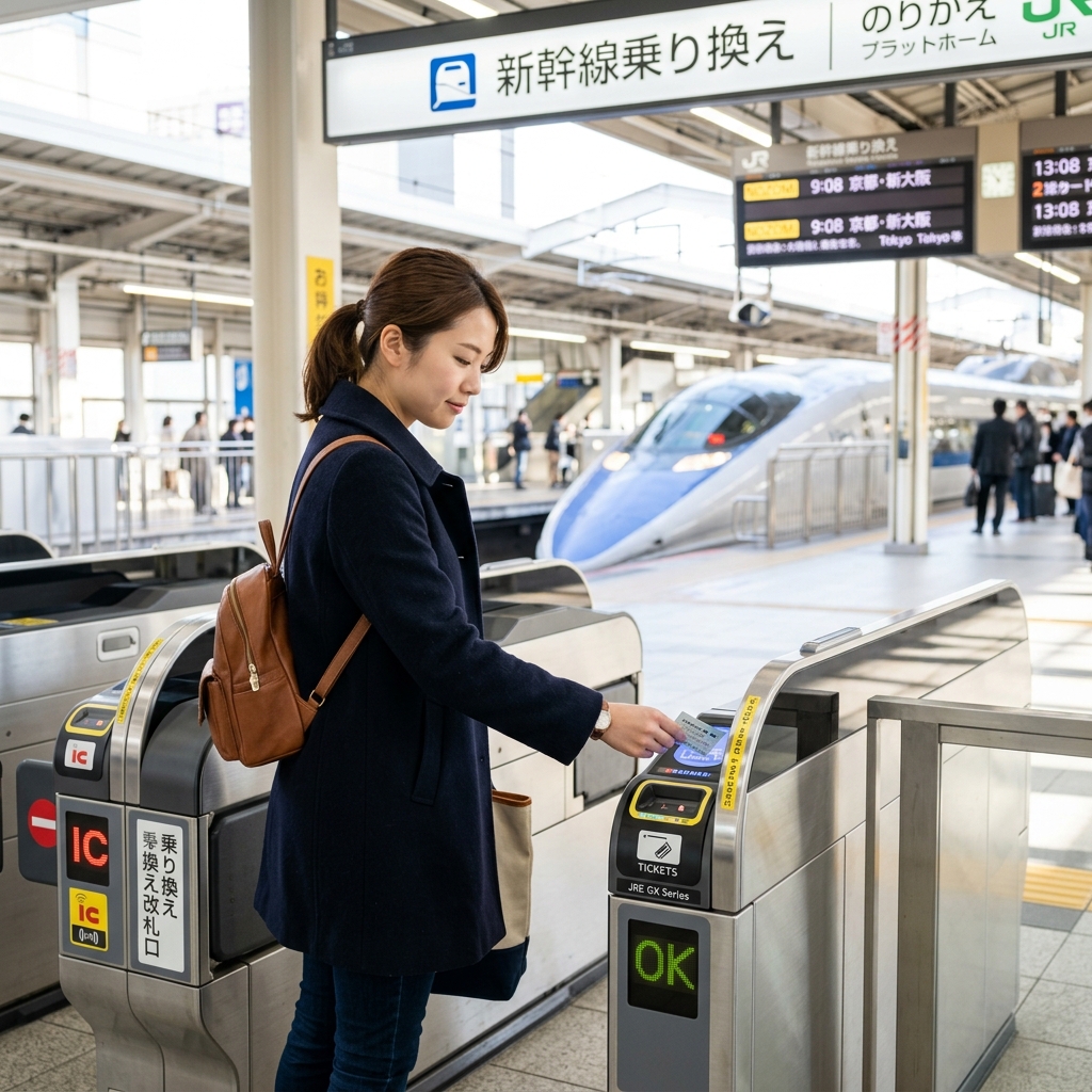新幹線と在来線の乗り換え改札での切符の通し方