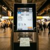 新幹線の指定席券売機の画面と発券されたきっぷ