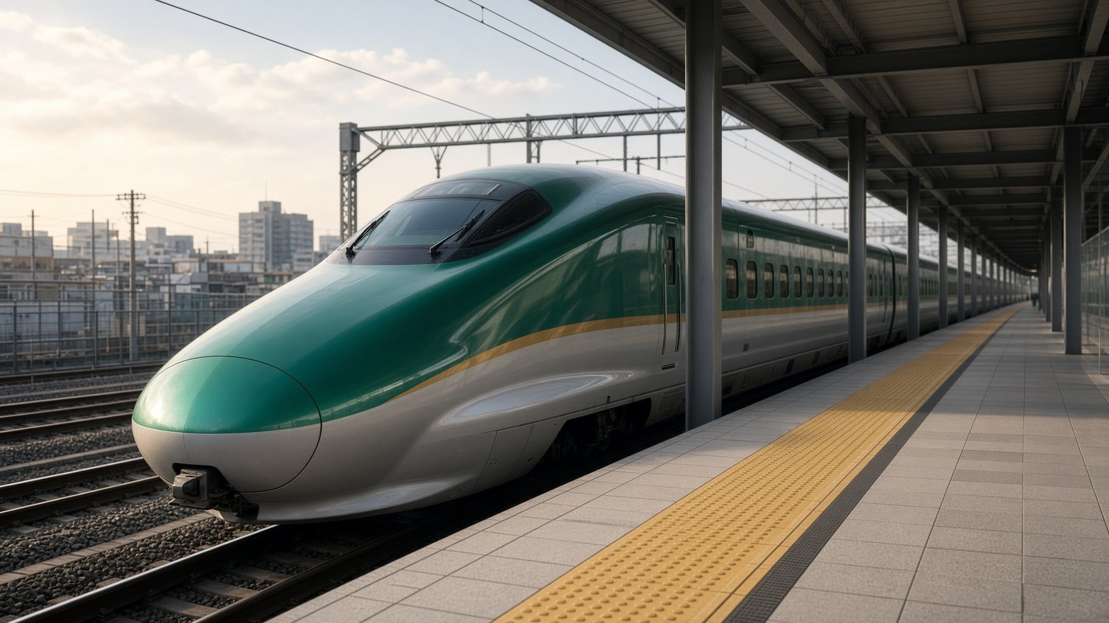 東北新幹線の車両がホームに入線する様子。えきねっとの会員登録を解説する記事のアイキャッチ