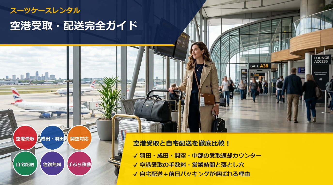 スーツケースレンタルの空港受取・配送完全ガイド|成田・羽田・関空の手続きと自宅受取比較