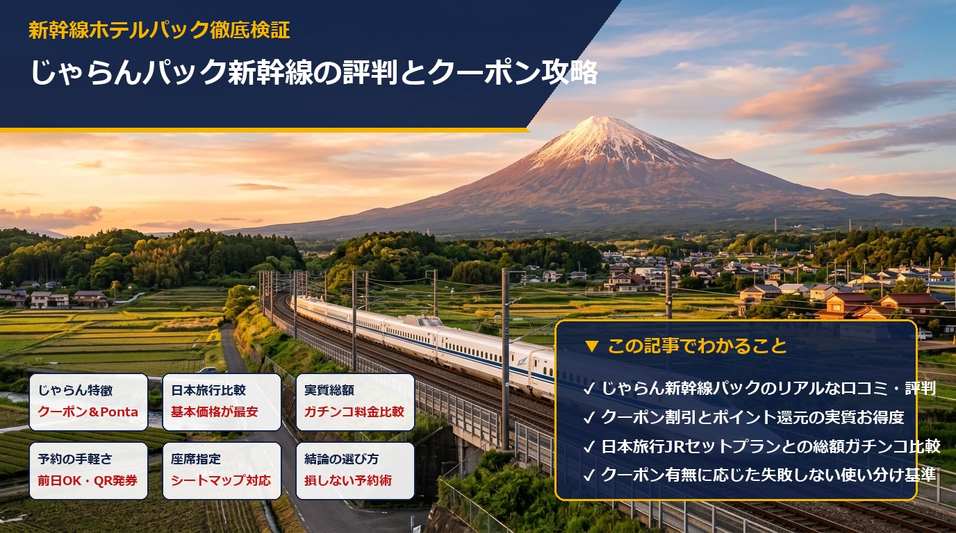 じゃらんパック新幹線の評判とクーポン攻略｜日本旅行との違い比較アイキャッチ