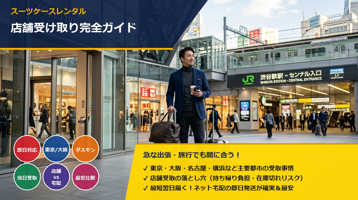 スーツケースレンタルの店舗受け取りガイドと即日配送比較